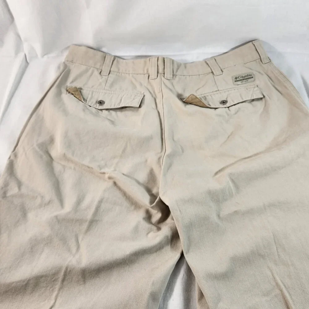 Columbia Outdoor Mens Cotton Khaki Pants Sz 36 (Actual 35) Snap Button Belted - Picture 11 of 12